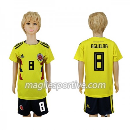 Completo Calcio Colombia Aguilar 8 Bambino Divisa Prima Mondiali 2018